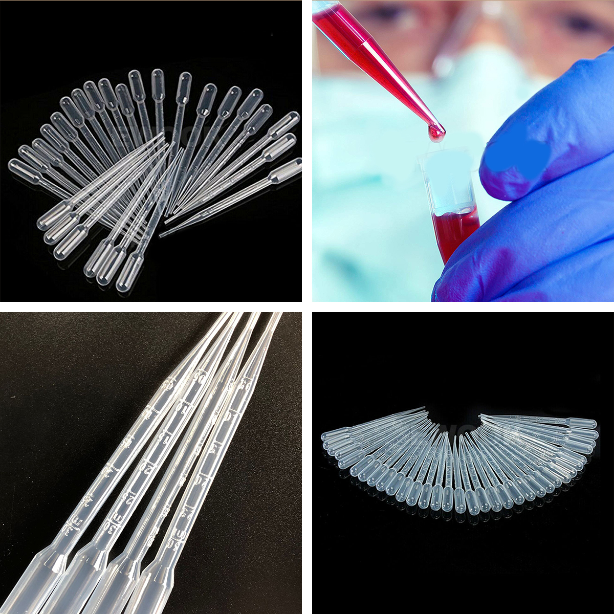 100 Pcs Durable Use 3ML Disposable Plastic Eyedroppers Pipette Eye