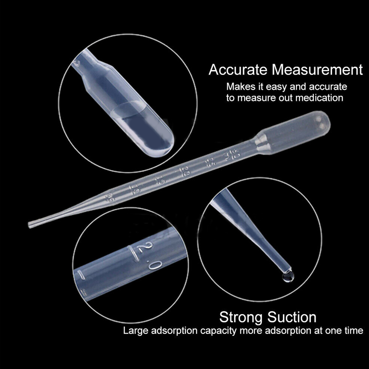 100 Pcs Durable Use 3ML Disposable Plastic Eyedroppers Pipette Eye